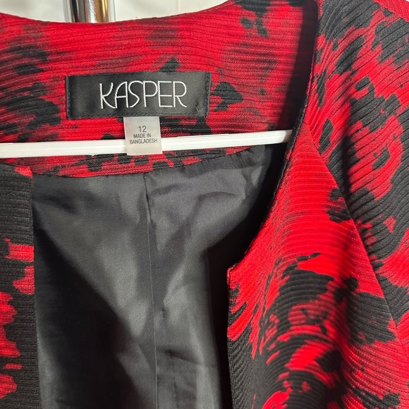 KASPER BLAZER/SIZE 12 /RETAIL$119/LINED/REDF/BLACK - Picture 2 of 6